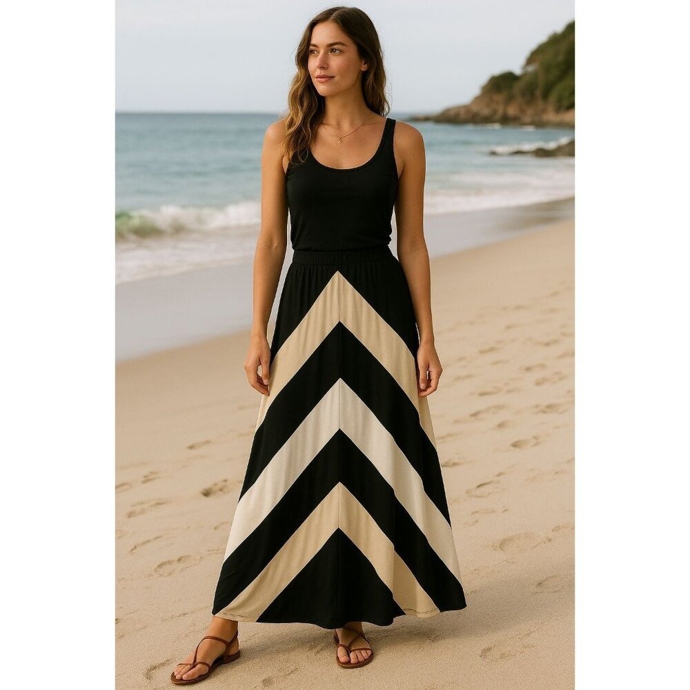 Daytrip Maxi‎ Skirt Womens Medium Chevron Colorblock Boho Summer Festival-Ready